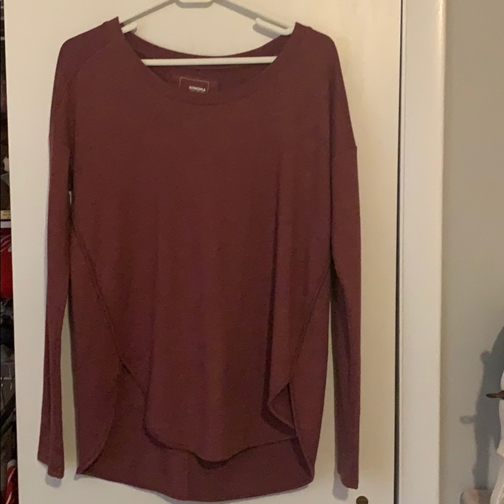 Maroon flowy long sleeve shirt